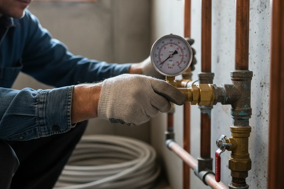 Pressure testing a repaired line during Water Line Repair in Saginaw